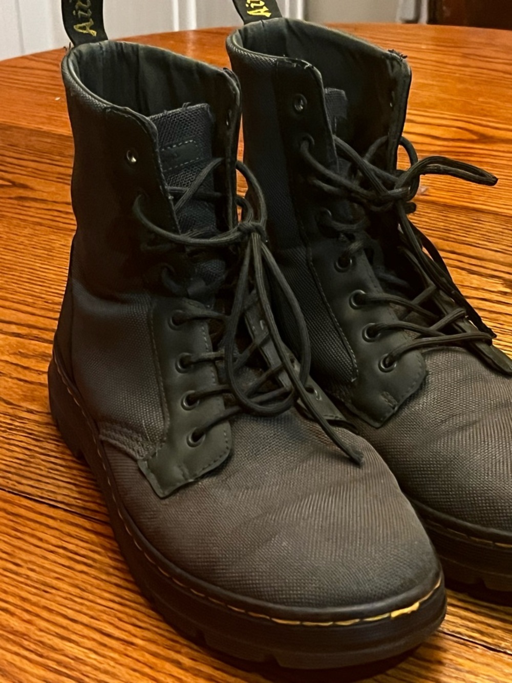 Dr. Martens Lace-Up Canvas Combat Boots Army Green
